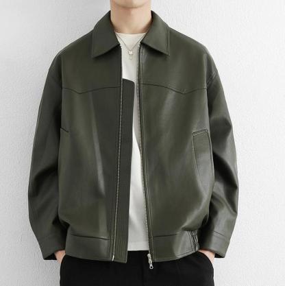 Men’s Autumn Lapel Motorcycle PU Leather Jacket – Stylish, Versatile, and Effortlessly Cool