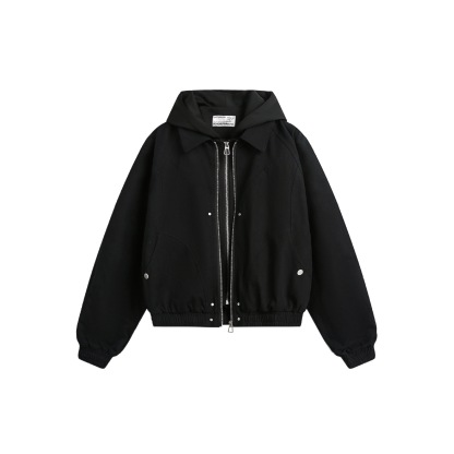 Vintage Washed Canvas Short Jacket | Unisex Street Style Layered Look Jacket for Spring & Fall