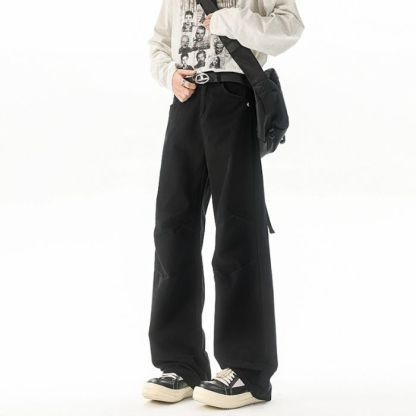 Men’s Curved-Leg Cargo Pants | Vintage Thick Workwear Straight Pants | American Street Style Fall & Winter Collection