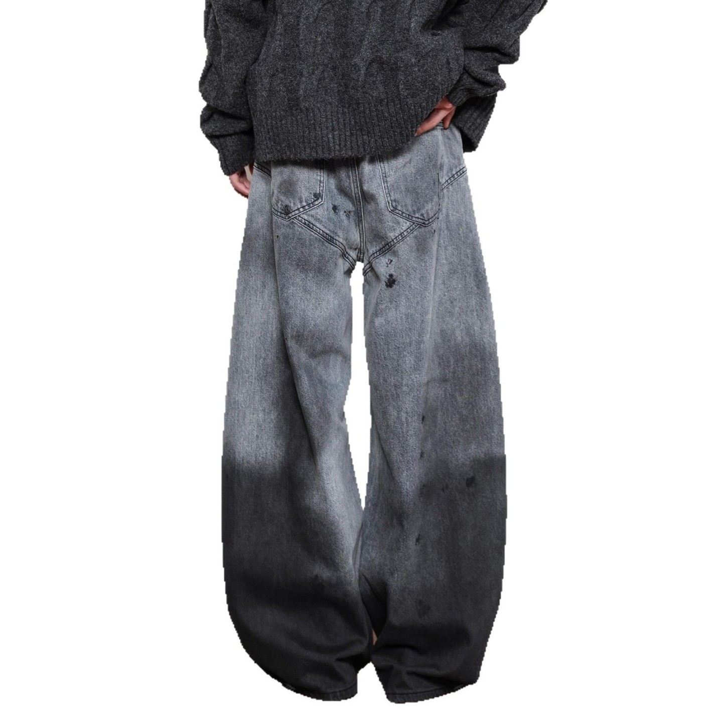 Vintage American Street Style Curved Blade Jeans | Men’s Loose Wide-Leg Baggy Banana Pants