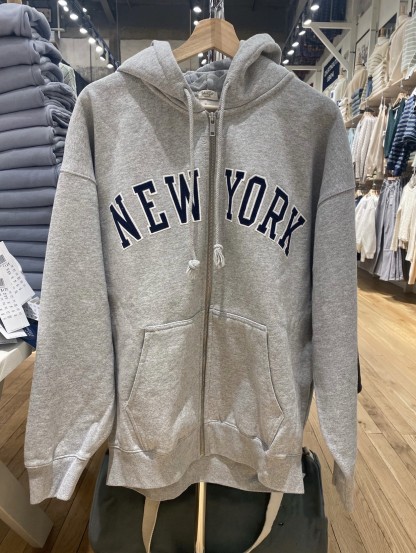 American Vintage White Zip-Up Hoodie | NEW YORK Embroidered Loose Fit Jacket for Fall & Winter