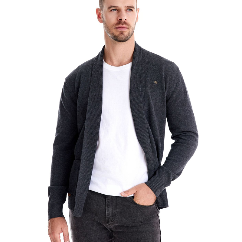 Men's Cotton V-Neck Sweater Cardigan, Fall Winter Knit Sweater, Men's Business Casual Cardigan, Premium Cotton V-Neck Open Front Sweater