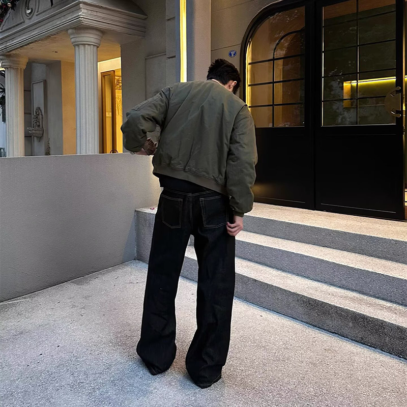 Men's Wide-leg Jeans, Classic Straight-leg Bootcut Jeans, Vintage Casual A-line Jeans