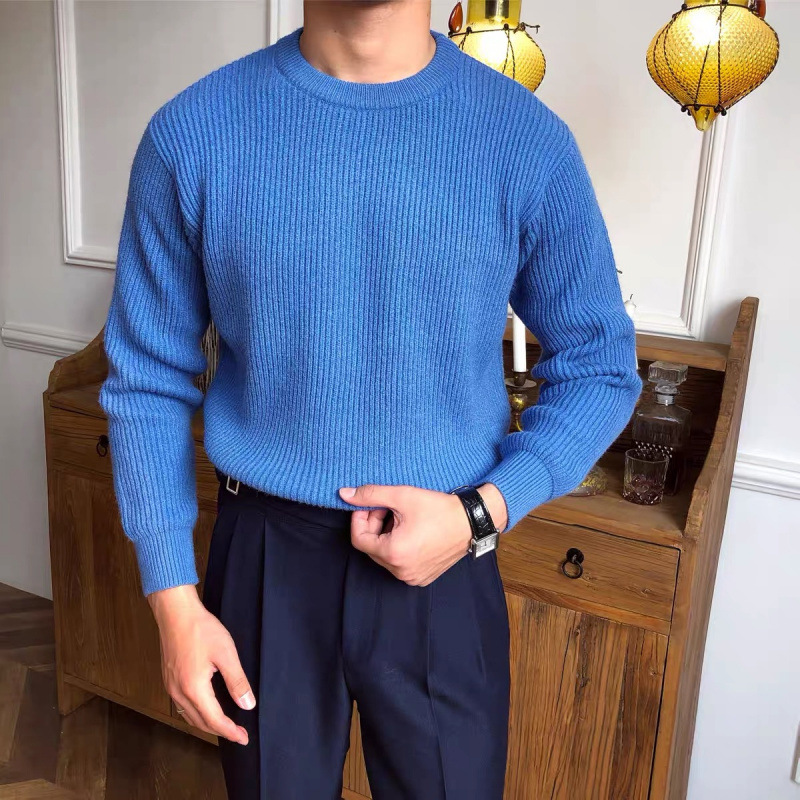 Men's Fall Winter Chunky Knit Sweater, Heavyweight Relaxed Fit Crewneck Knit Pullover