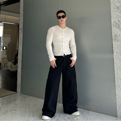 Men's Slim Fit Multi-Button Cardigan, Cotton Milk Protein Fiber Sweater, Soft And Smooth, Business Casual And Versatile Layering Item