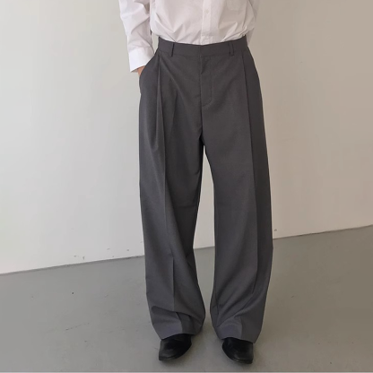 Men's Baggy Wide Leg Trousers, Deconstructed Design with Draping Fit, Business Casual Loose Fit Dress Pants