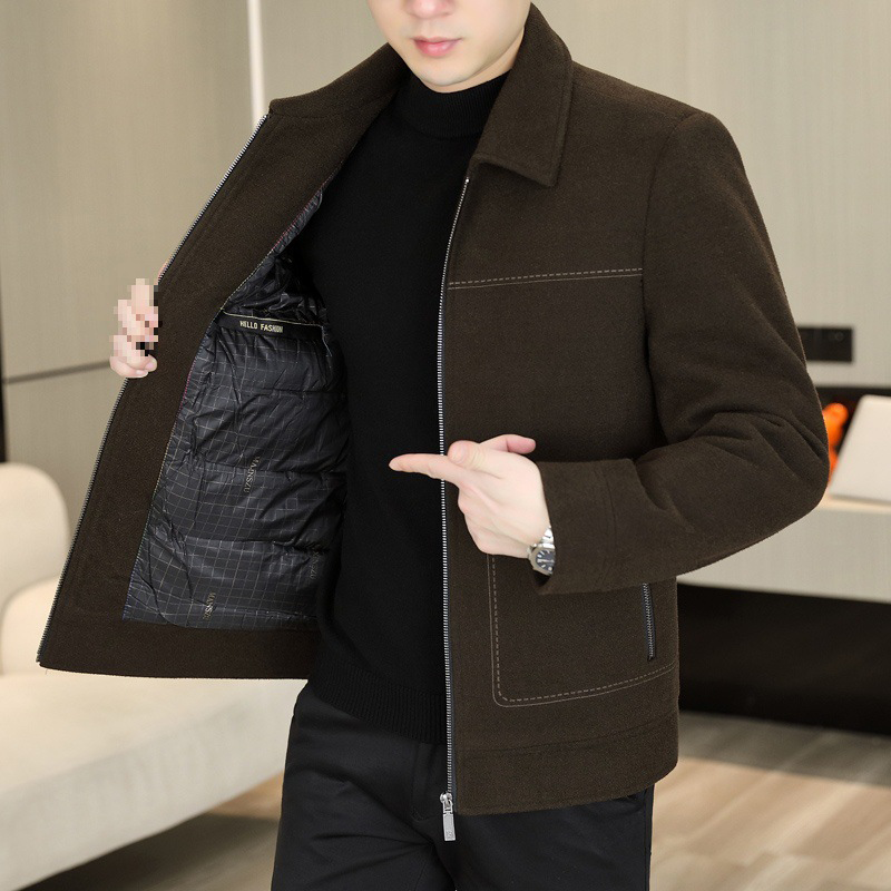 Men's Winter Workwear Jacket, Trucker Jacket Windproof Softshell with Anti-Pilling Finish, Business Casual Padded Lined Coat