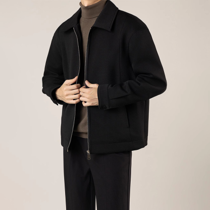 Men's Short Casual Jacket, Business Casual Zip Up Fall Jacket with Lapel Collar