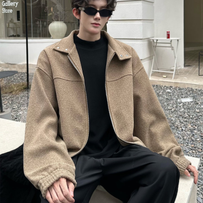 Men's Vintage Tweed Jacket, Relaxed Fit Notch Lapel Fall Outerwear