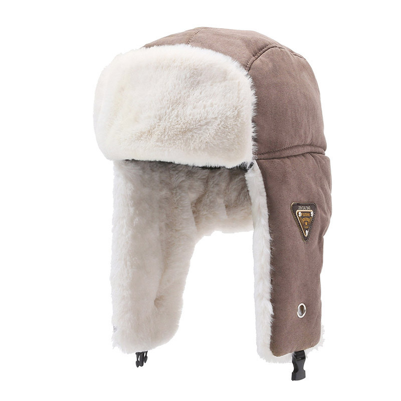 Men's Winter Deer Velvet Trapper Hat, Windproof Cold Weather Ear Flap Fur-Lined Cap, Outdoor Winter Cap