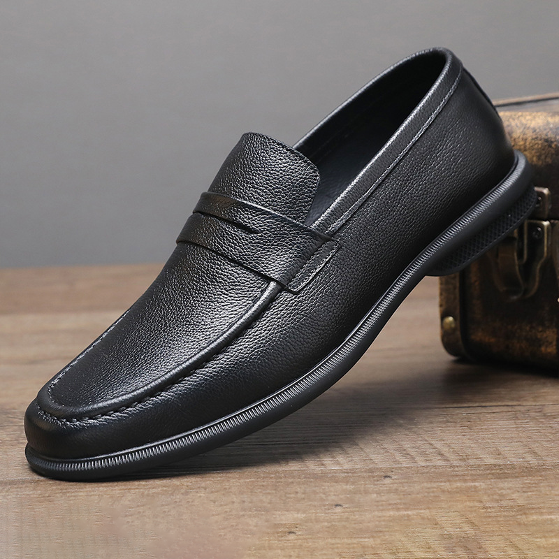 Men's Cowhide Leather Comfort Loafers, Soft Sole Breathable Slip-On Loafers, Driving Shoes, Business Casual Slip-On Dress Shoes