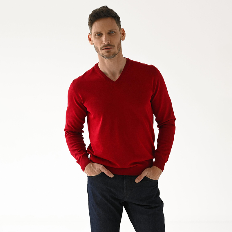 Men's Christmas Day V-Neck Knit Sweater, Versatile Business Casual Pullover, Christmas Gift for Him