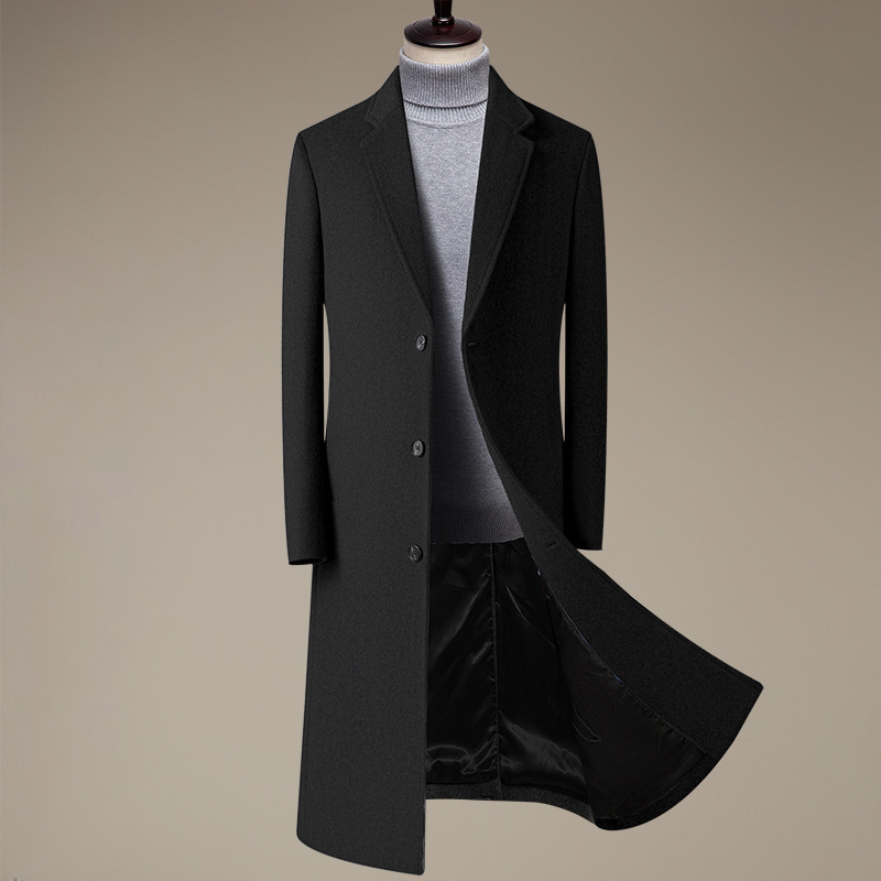 Fall and Winter New Men's Wool Overcoat, Knee Length Single Breasted Dress Coat, Winter Coat for Business Casual and Daily Wear