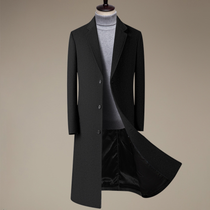Fall and Winter New Men's Wool Overcoat, Knee Length Single Breasted Dress Coat, Winter Coat for Business Casual and Daily Wear