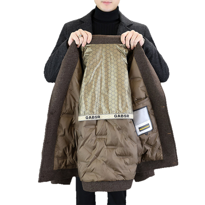 New Men's Short Down Blazer Jacket, Premium White Duck Down Coat with Notch Lapel, Business Casual and Dress Winter Coat