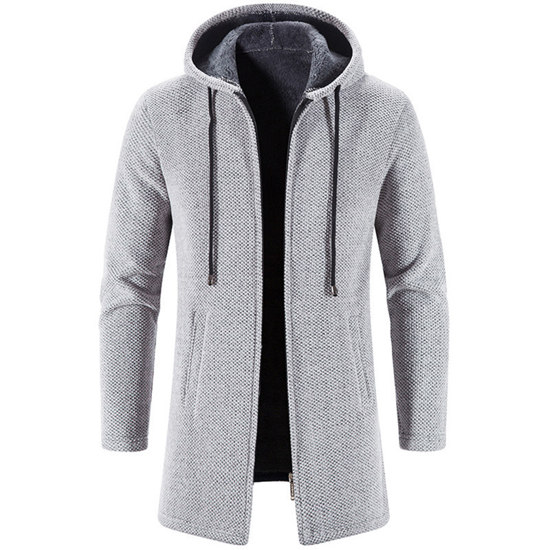Men's Mid-length Hooded Wool Jacket