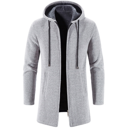 Men's Mid-length Hooded Wool Jacket