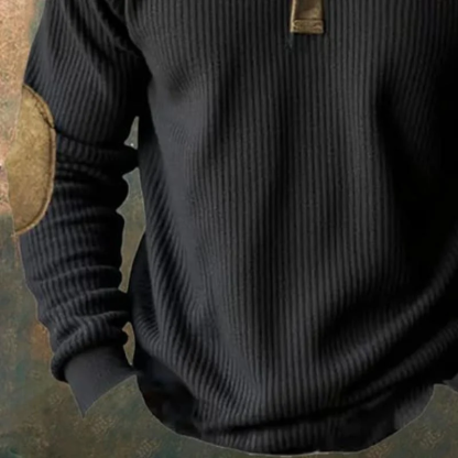 Men's Casual Colorblock Henley Collar Long Sleeve Sweatshirt