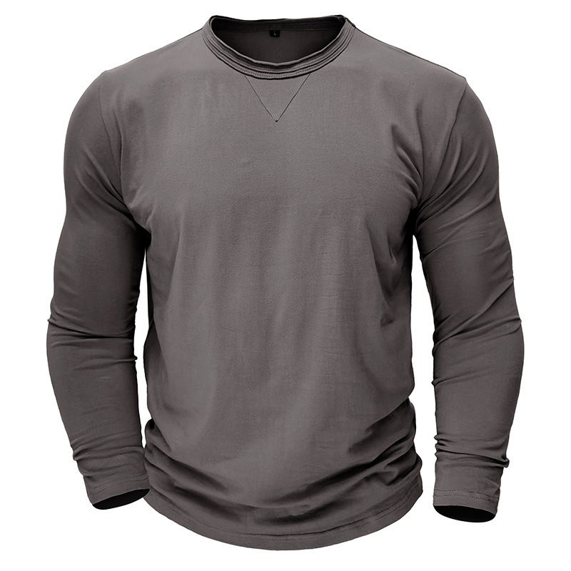New Men's Long Sleeve Crew Neck T-Shirt Essential Items Practical And Durable
