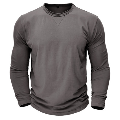 New Men's Long Sleeve Crew Neck T-Shirt Essential Items Practical And Durable