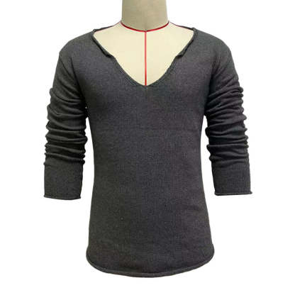 Men's Casual V Neck Long Sleeve Knitted Sweater