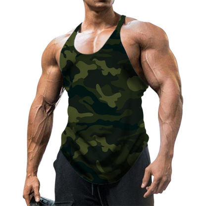 Men's Fashionable U-Neck Sleeveless Camouflage Vest - Perfect For Outdoor Activities, Fitness, & Casual Wear