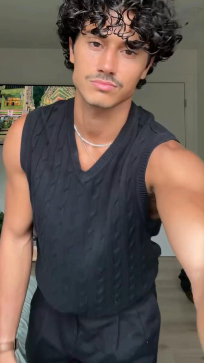 Cable Knit V-Neck Cotton Sweater Vest