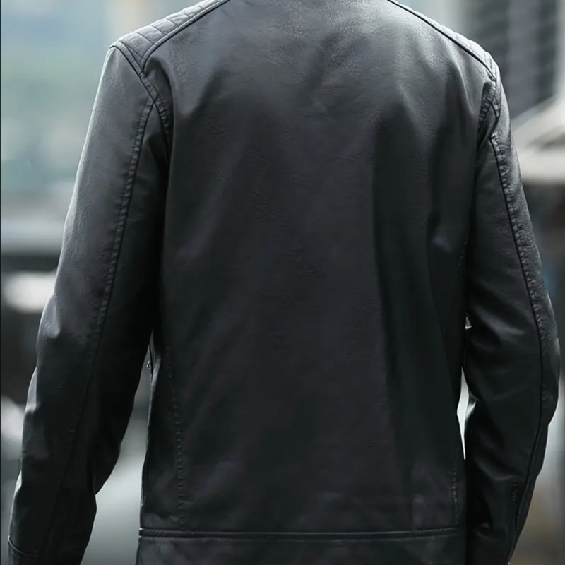 Men's Casual Style Jacket With Zipper Closure And Ribbed Shoulder Detail For Autumn