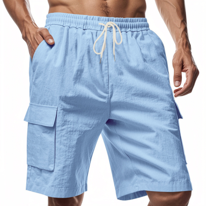 Men's Linen Multi-Pocket Cargo Shorts