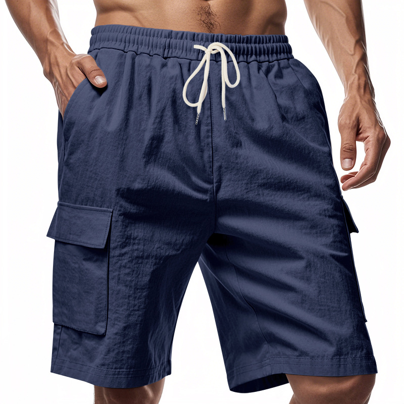 Men's Linen Multi-Pocket Cargo Shorts