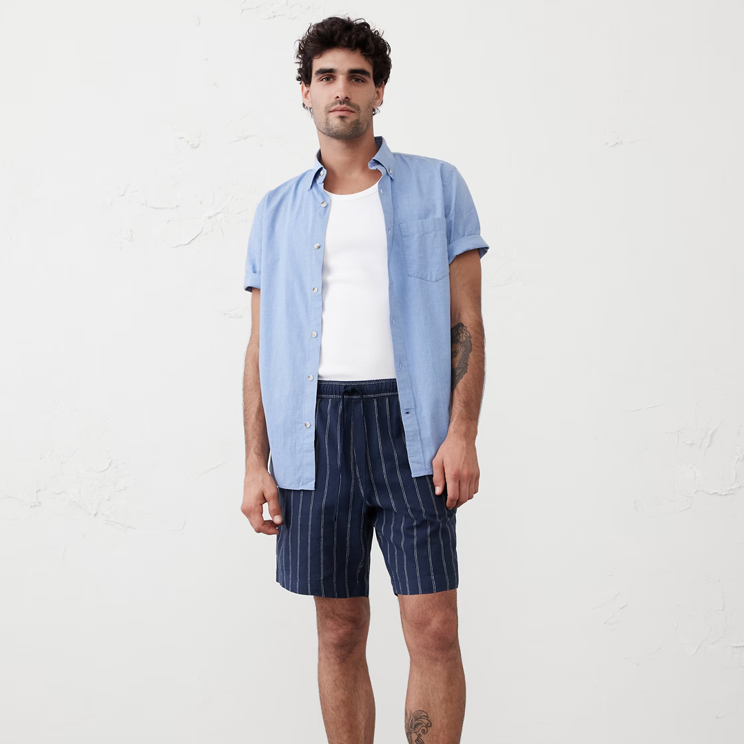 Linen Blend Relaxed Deck Shorts