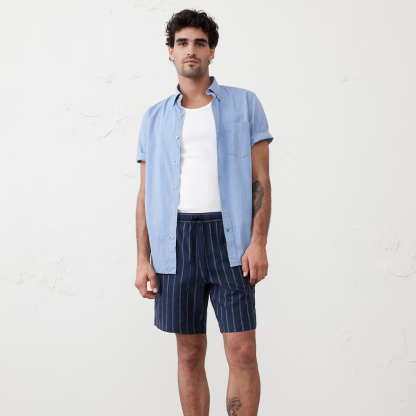 Linen Blend Relaxed Deck Shorts