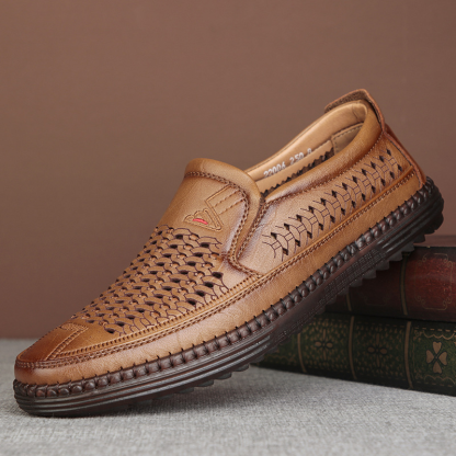 Men's Perforated Genuine Leather Casual Sandals