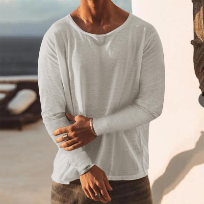 Men's Casual Solid Color Loose Round Neck Short Sleeve T-Shirt