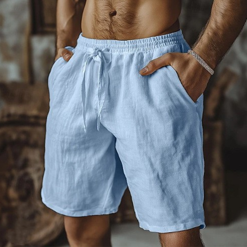 Men's Cotton And Linen Retro Classic Summer Beach Shorts