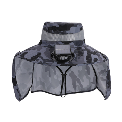 Men's Solar-Powered Cooling Fan Hat With Neck Guard