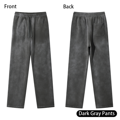 Retro Heavyweight Casual Sports Suit, 420GSM Vintage Zipper Hoodie and Sweatpants, Washed and Distressed Unisex Sportswear, Warm and Comfortable for Transitional Seasons