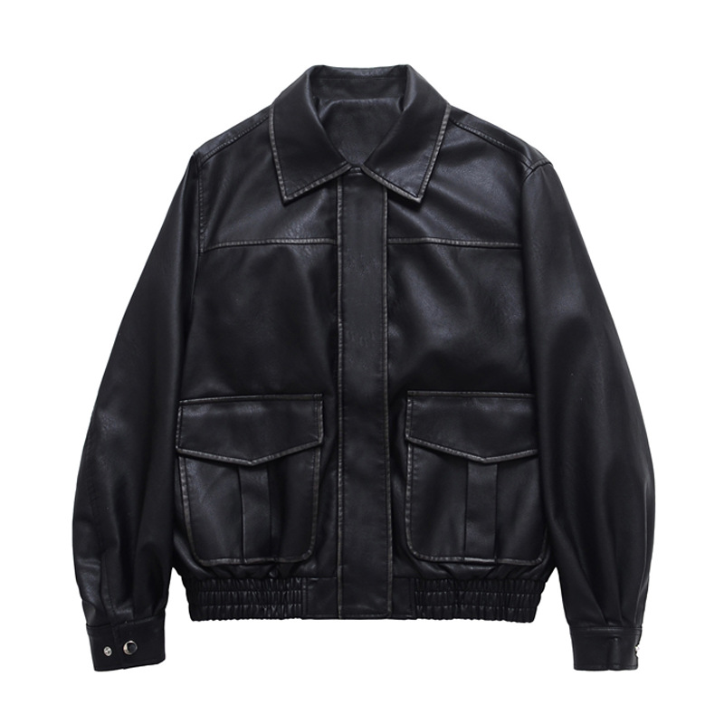 Men's Leather Bomber Jacket, Classic Relaxed-Fit Leather Biker Jacket  for Men, Distressed Retro Aviator Coat for Everyday Riding & Casual Wear