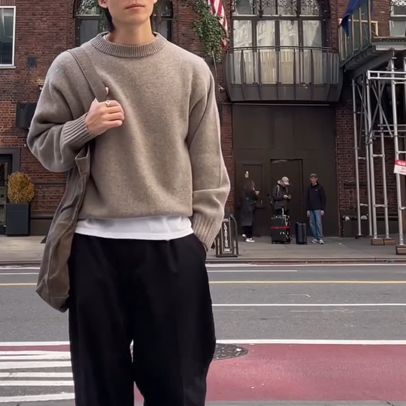 Men's Autumn and Winter Pullover Crew Neck Sweater, Classic Ribbed Men's Casual Sweater, Soft & Comfortable, Men's Knitted Pullover