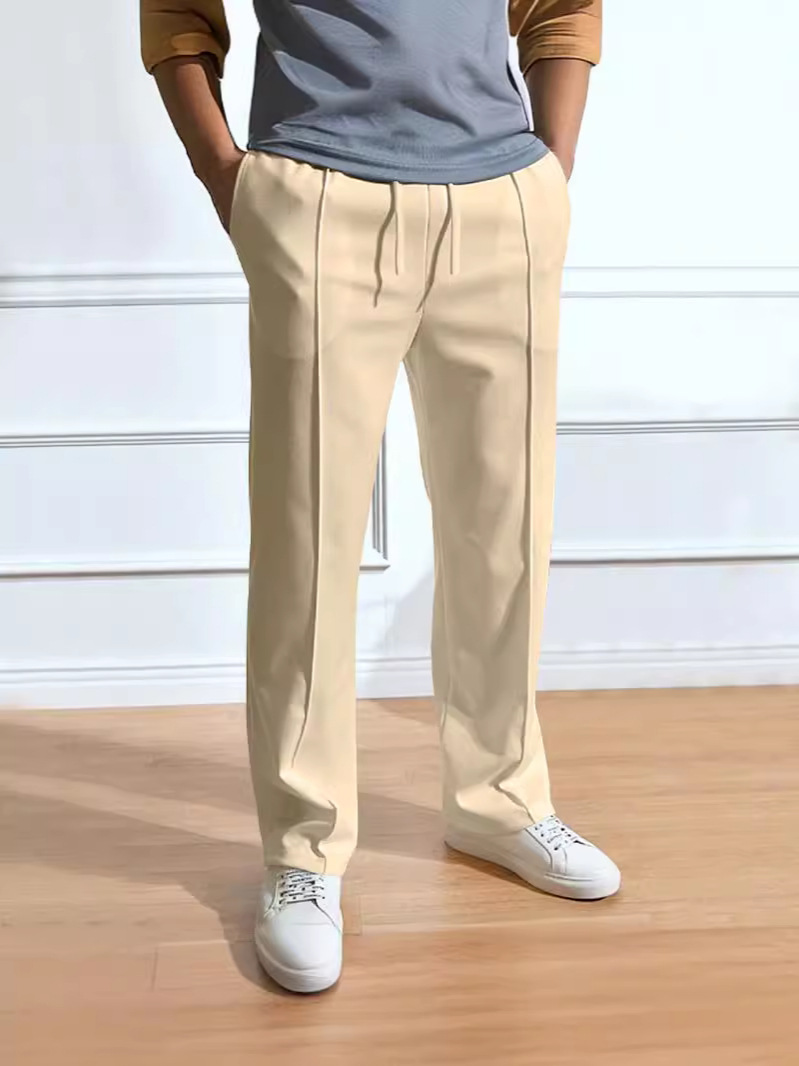 Men's High-Waisted Solid Color Casual Sweatpants with Adjustable Drawstring – Perfect for Sports & Everyday Comfort