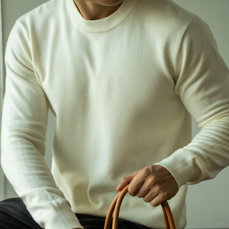 Men's Fall and Winter Essential Crewneck Sweater, Comfortable Tencel Wool Blend Knit, Machine Washable, Casual Crew Neck Pullover