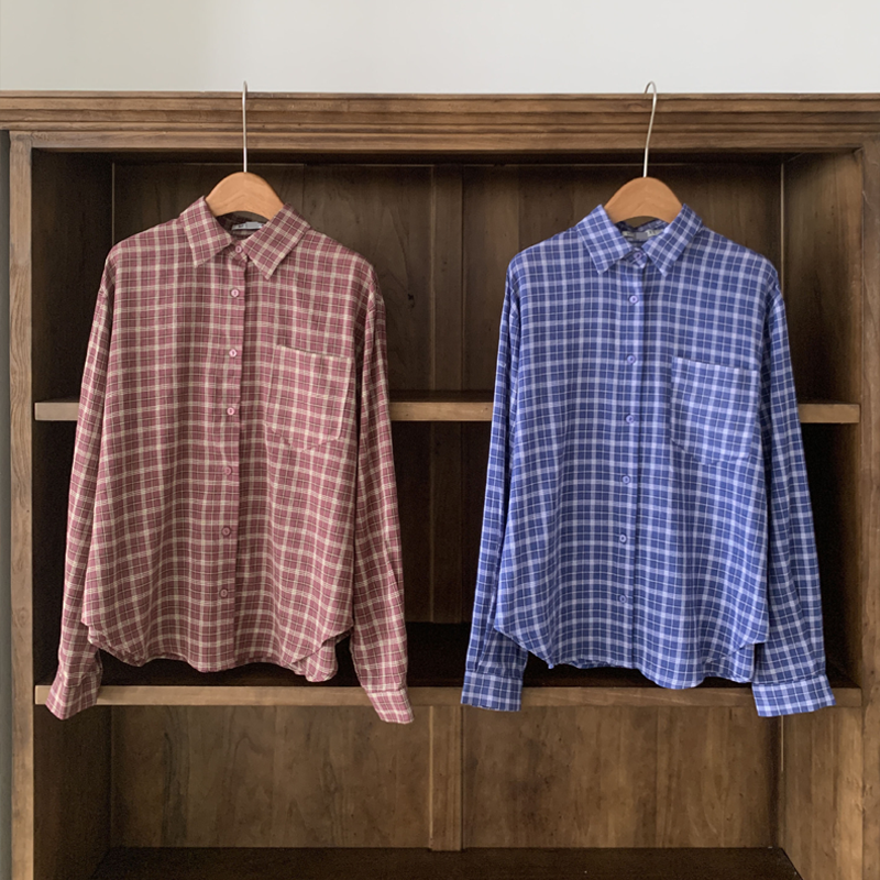 Men's Vintage Cotton Red & Blue Checked Shirt, Unisex Oversized Fit, Couples Outfit, Valentine's Day Gift