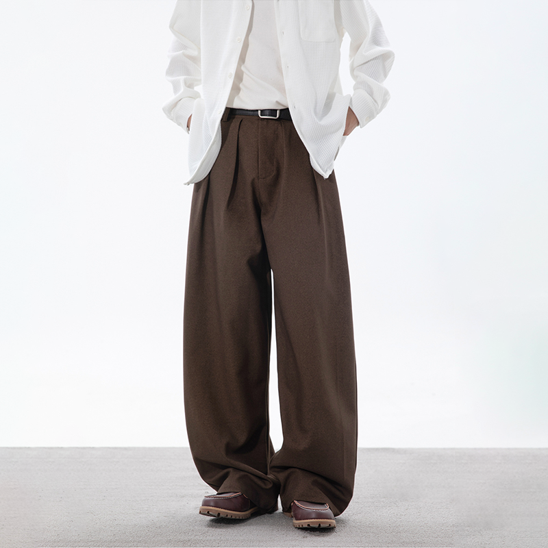 2025 Autumn New Men's Retro Casual Pants, Loose Straight Casual Pants, Smooth Drape Suit Trousers, All-match For Daily and Business Wear 