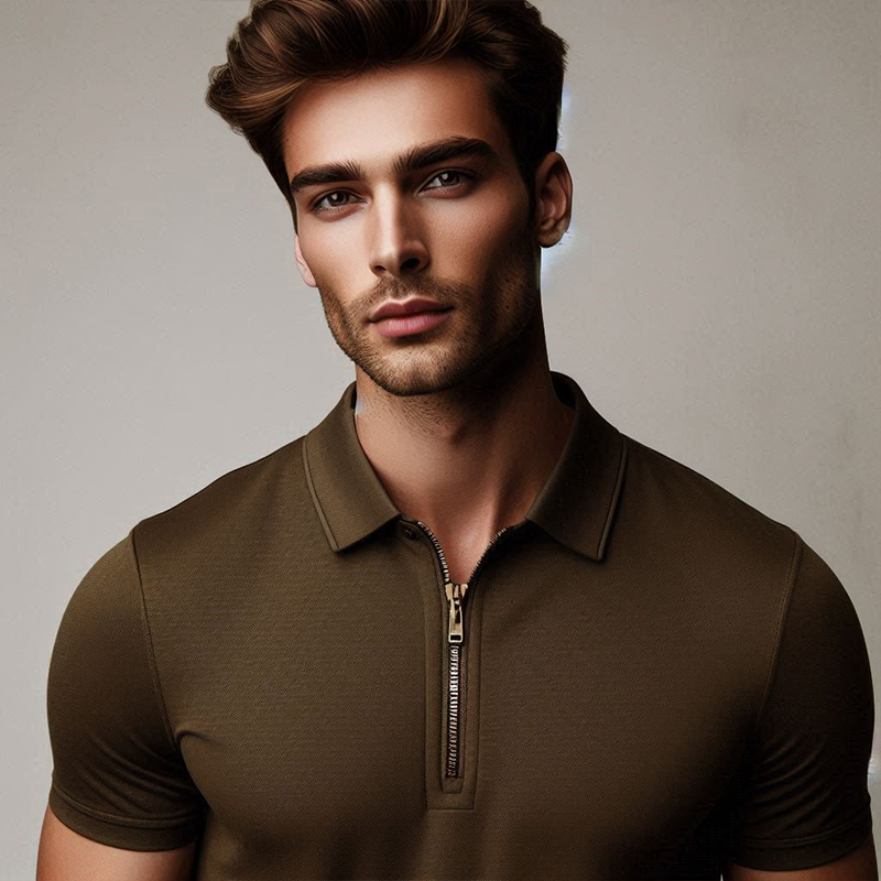 Men's Half Zip Polo Shirt, Short Sleeve Casual Top with Collar, Premium Comfort & Style