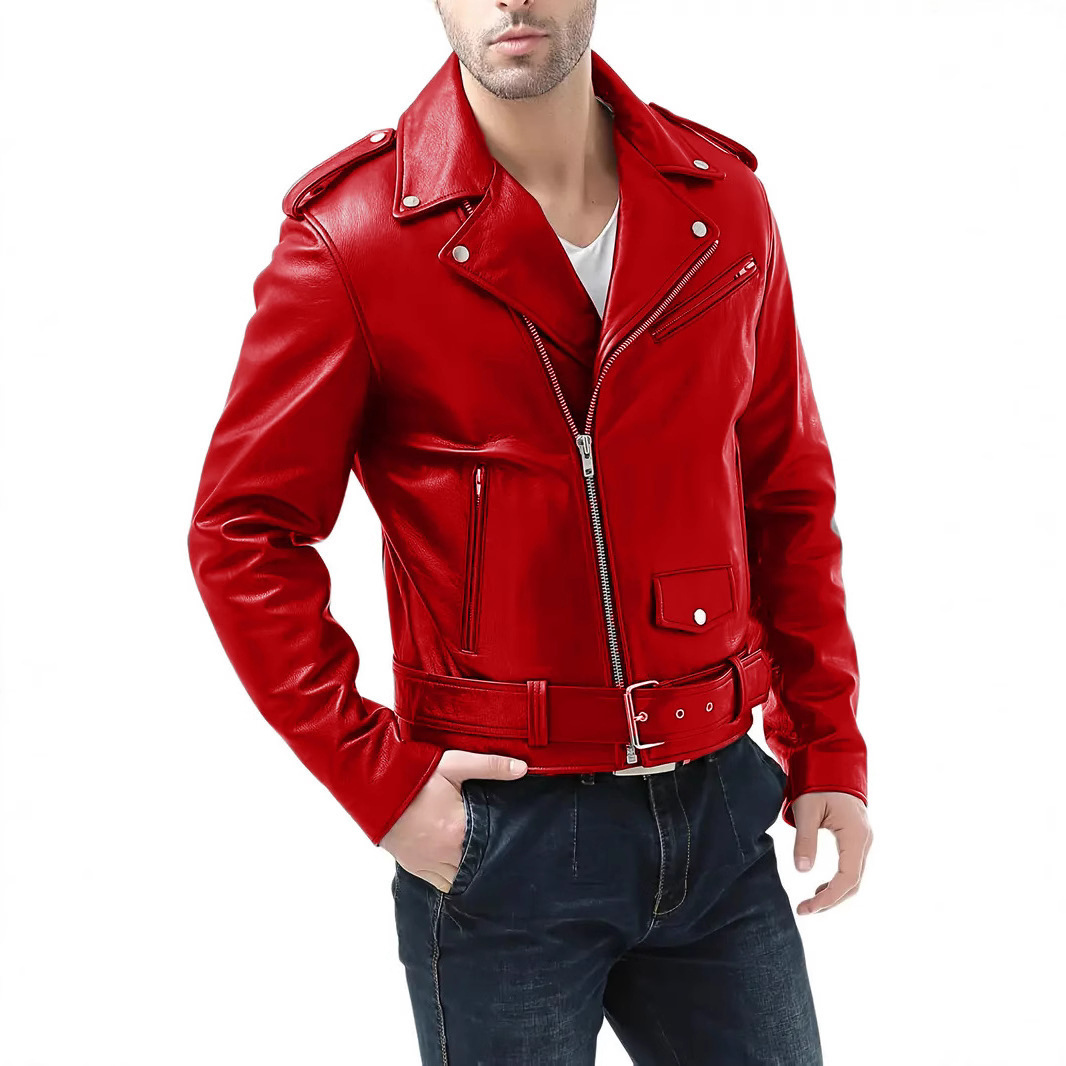 Men’s Motorcycle PU Leather Jacket – Casual Streetwear Outerwear for Everyday Style
