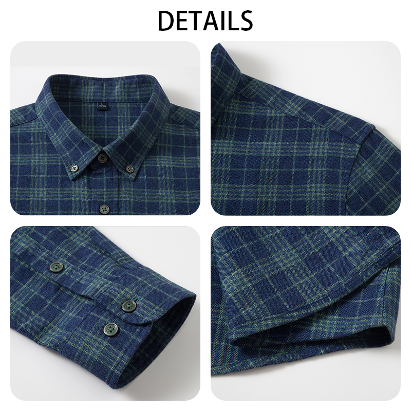 Men's Brushed Autumn and Winter shirt, Vintage Cotton Plaid Shirt, Business Casual Shirt, All-match Shirt for Daily Wear