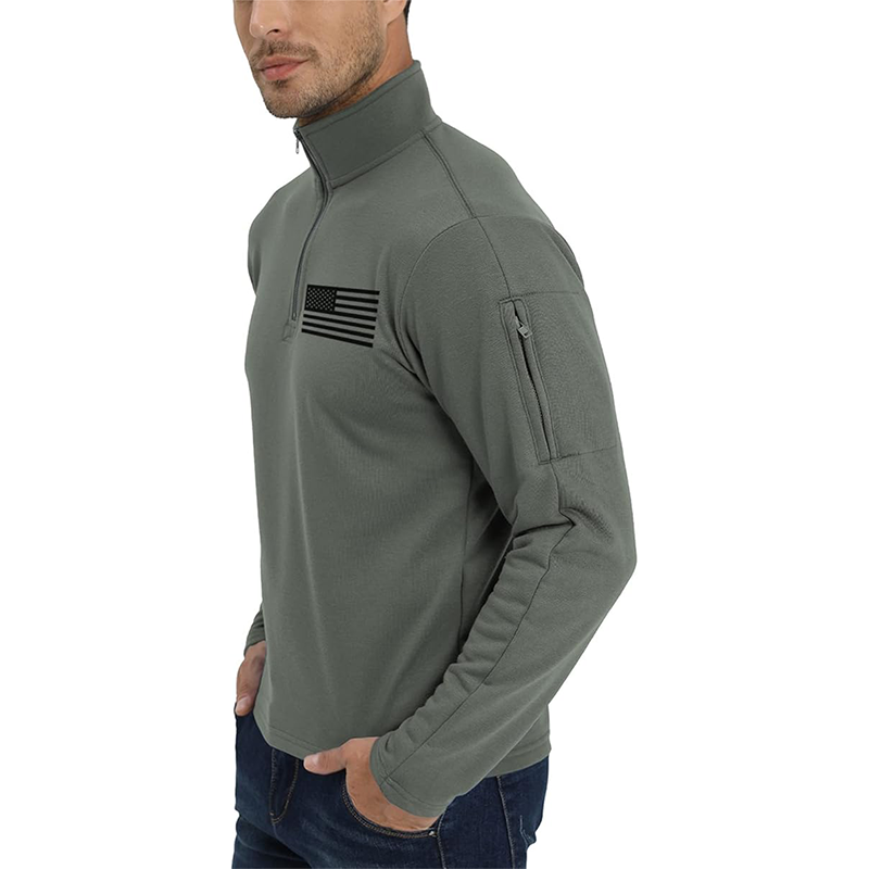 Men's USA Flag Graphic Pocket Pullover American Patriotic 1/4 Zip Stand Collar Long Sleeve Sweatshirts