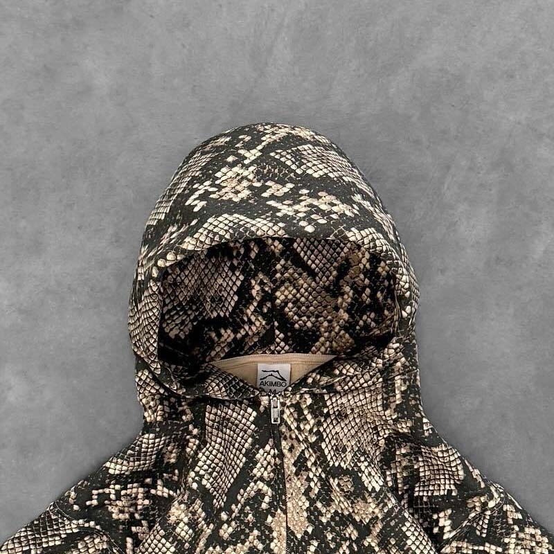 Unisex Python Print Digital Hoodie | Loose Fit Pullover Zipper Sweatshirt, Trendy & Casual, Must-Have Versatile Piece