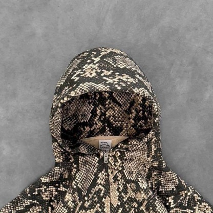 Unisex Python Print Digital Hoodie | Loose Fit Pullover Zipper Sweatshirt, Trendy & Casual, Must-Have Versatile Piece