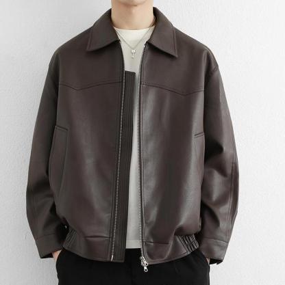 Men’s Autumn Lapel Motorcycle PU Leather Jacket – Stylish, Versatile, and Effortlessly Cool